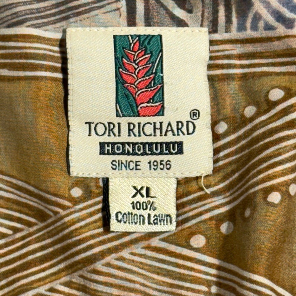 Tori Richard Mens XL Cotton Lawn Shirt Geometric Patchwork Made in Hawaii 8180 - Picture 4 of 9